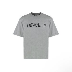 Off-White Grey Crewneck T-Shirt with Black Logo